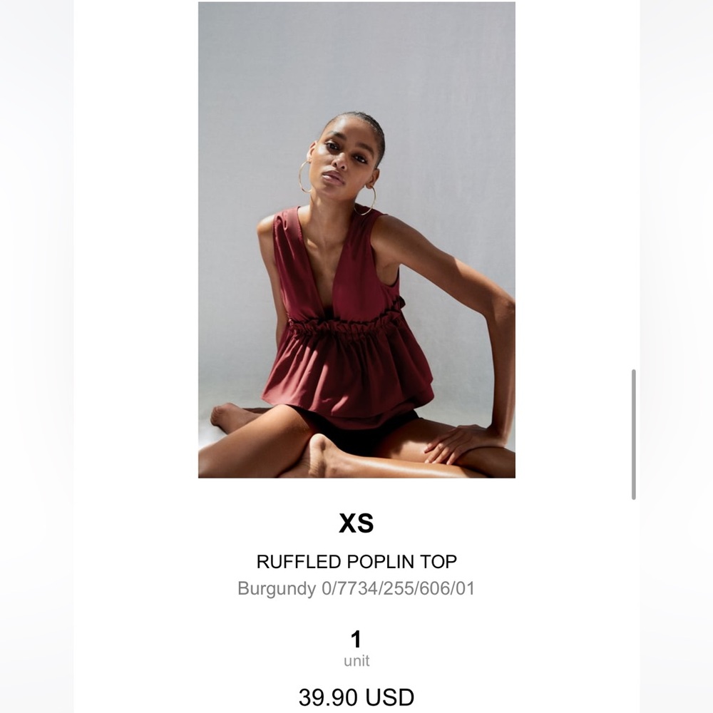 Zara Ruffled Poplin Top